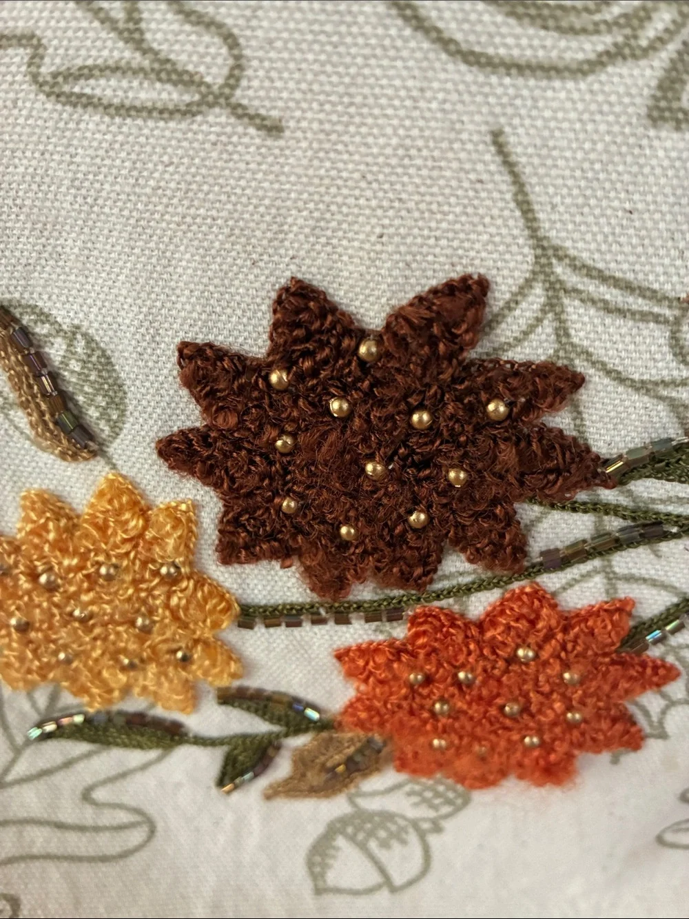 Pier 1 Imports table runner fall harvest 15 x 72” beaded embroidered autumn